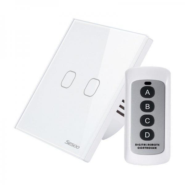 Intrerupator touch wireless RF cu panou tactil din sticla si telecomanda, Sesoo 4
